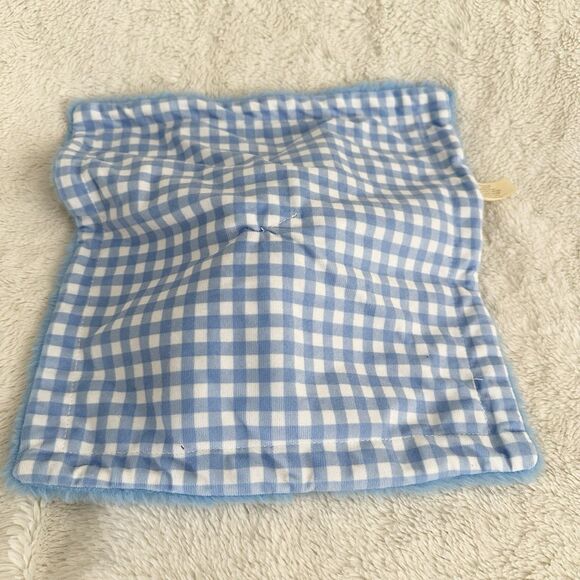 MTY My First Easter Bunny Rabbit Baby Lovey Rattle Security Blanket Blue Plaid - Picture 4 of 5